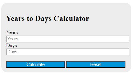 Days to Years calculator.